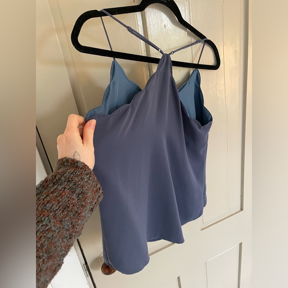J. Crew Periwinkle Blue Camisole Top with Adjustable Straps Scalloped Neckline - Picture 13 of 13